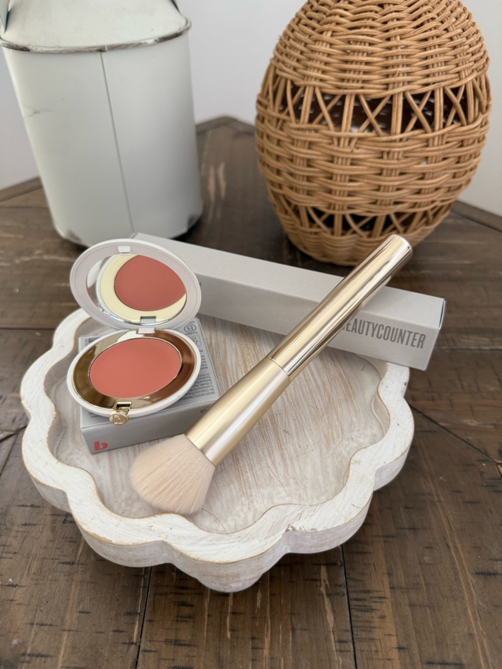 Beautycounter Bundle Cream Blush in Cider w/ BeautyCounter bronzer brush NIB